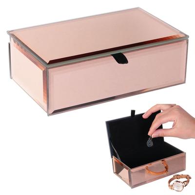 [R0338] - Joyero con espejo 'Scarlett' oro rosa - 16x9. 5x5. 5 cm