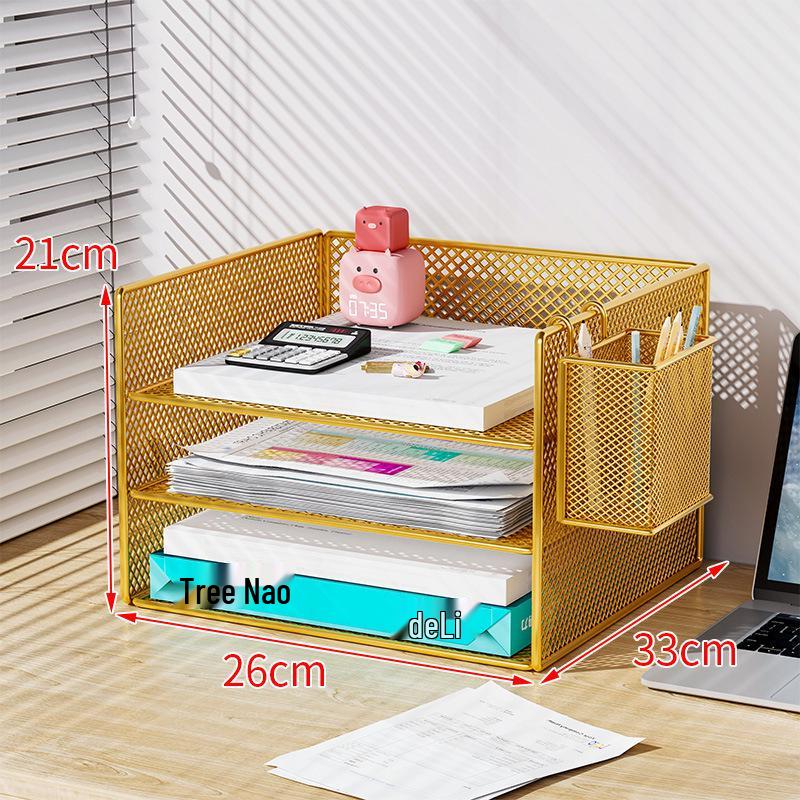 Multi-Layer Metal Desktop File Rack and Document Holder