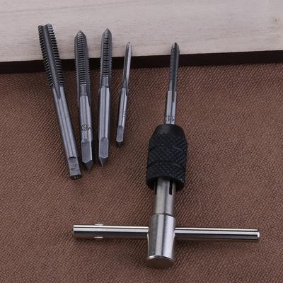 6PCS/Set Portable T-type Tap Wrench Set M3/M4/M5/M6/M8 Tap Set Tap Drill Wrench Tapping Threading Tool Machine Screw Thread Tap