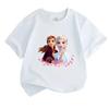 Kids Boys Girls Crew Neck Short Sleeve 100% Cotton T-Shirt, Cute Cartoon Sisters Print Casual Soft Breathable Summer Tee Tops for Children Daily Wear