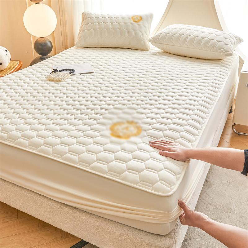 

LEVIVEI Утолщенный чехол для матраса Стеганый латексный коврик Покрывала для кровати Подкладка, приятная для кожи простыня на резинке Защитное покрывало 150/160/180x200 150x200x30cm покинуть белый