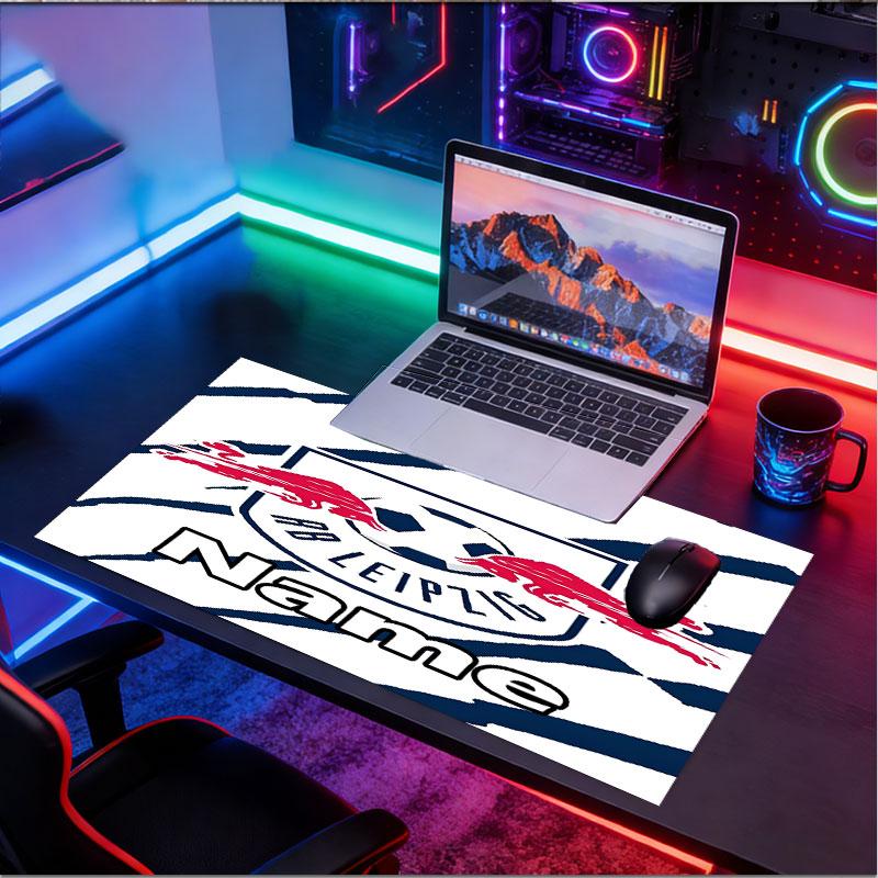 Custom Name Personalized RB Leipzig Pattern Mousepad, Laptop PC Desk Mat, Decorative Desk Mat for Home Keyboard Pad Gift