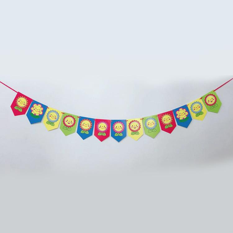 

Cartoon Shark Shell Jellyfish Shape Letter Flag Happy Birthday Flag Latte Flower Sunflower Bunting Banner