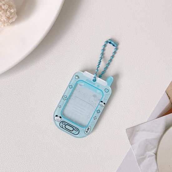 Acrylic Mini Card Holder Cute Cartoon Phone Badge for ID Photos Keychain Display Hard Protective Sleeve for School Office & Collectibles