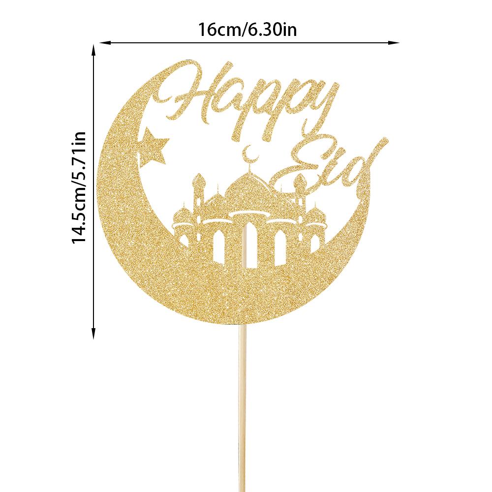 Eid Mubarak Cake Toppers Glitter Golden Ramadan Kareem Cupcake Decoration Eid AL Adha Gifts Muslim Islamic party cake decoration