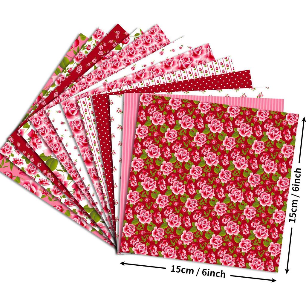 12 Rosa Blumen Valentinstag DIY Album Scrapbook Hintergrundpapier Karte Handkonto Materialpapier