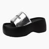 Stylish, Simple and Versatile Thick-soled Height-increasing Cool Slippers for Women's 2025 Summer New Versatile Outer Wear Letter One-word Slippers
