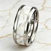 Modern Luxury White-Gray Inter-Golden Marble Texture Inlay Classic Stainless Steel Rings For Men Women Wedding Band Jewelry Gift