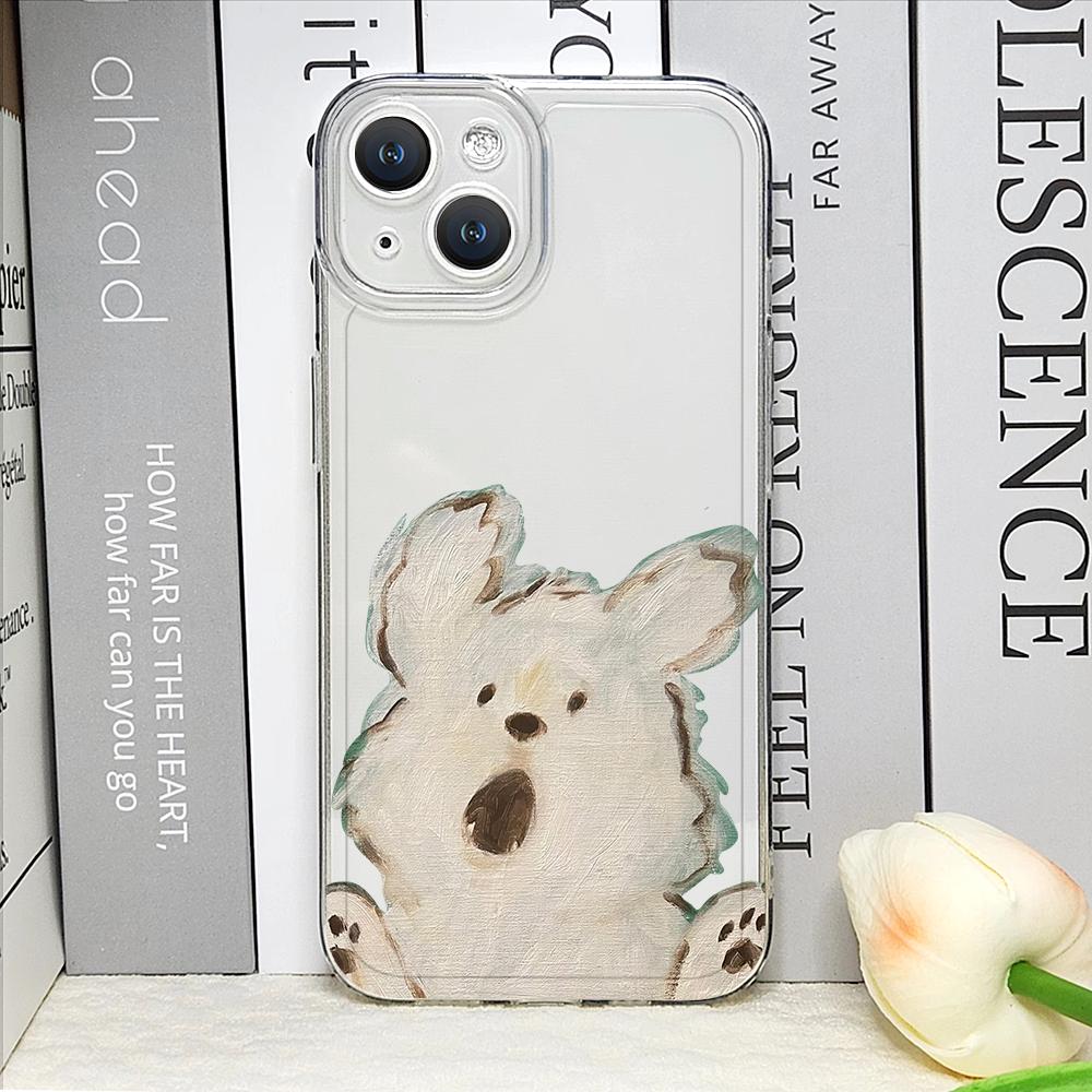 Funny Lovely Teddy Dog Dog Couple Clear Phone Case for IPhone 17 16 15 14 11 12 13 Pro Max 7 8Plus 12 13 Mini X XS XR Soft Cover