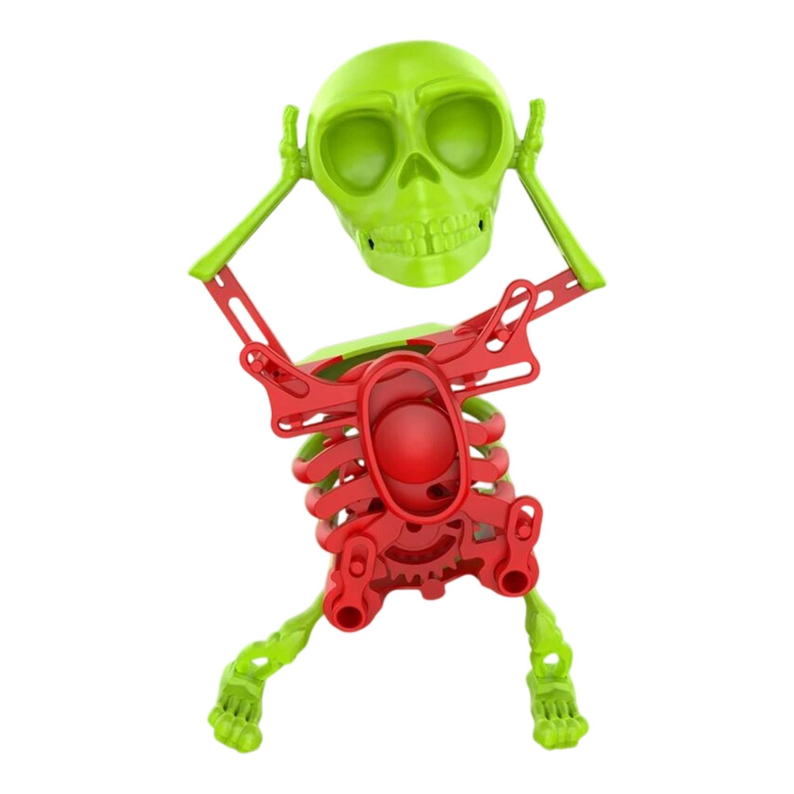 3D Swinging Wind Up Skeleton Dancing Skull Ornament Skeleton Statue for Desk Decoration and  Halloween Party Favors 17cm