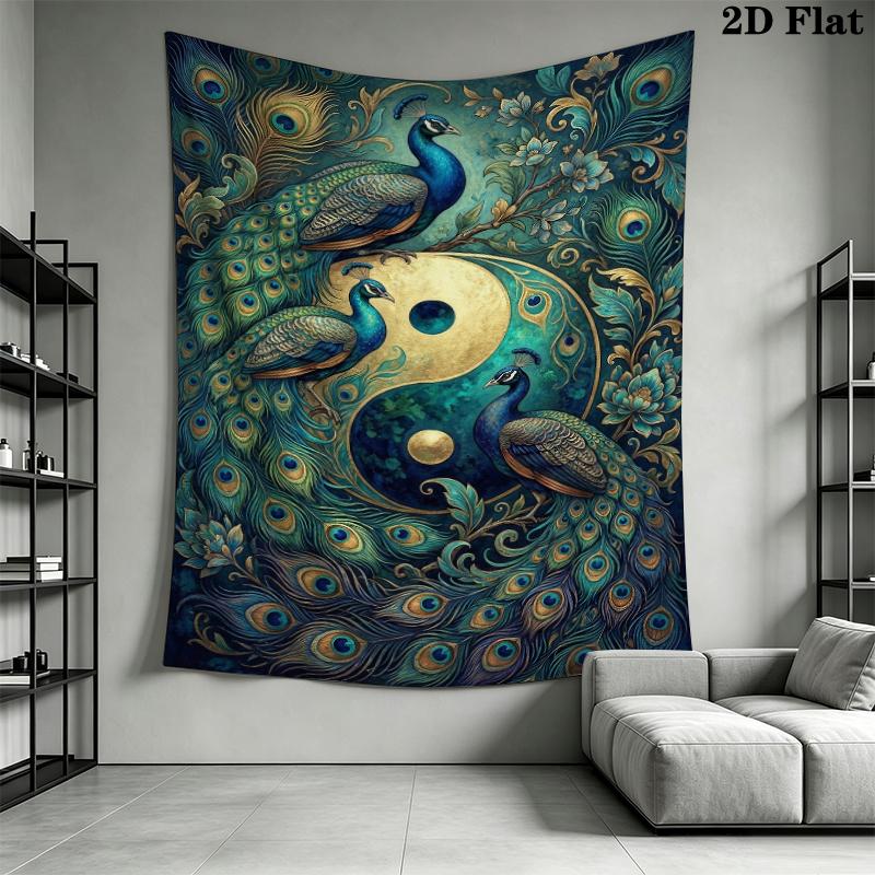 Peacock Wall Tapestry Aesthetic Wall Hanging Printed Fabric Blanket Decorative Tapestries for Bedroom Living Room Home Decor