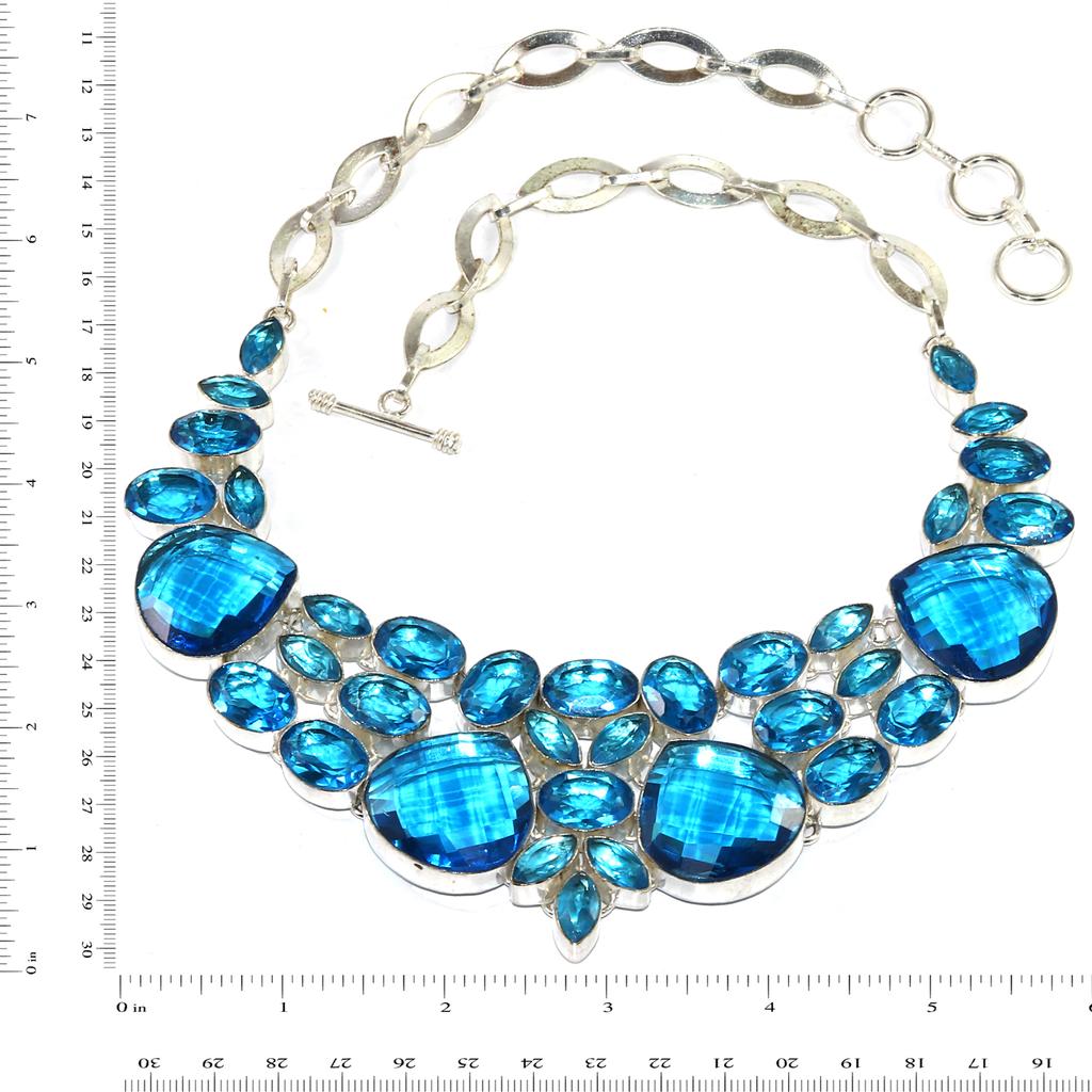 Swiss Blue Quartz Gemstone Friends Jewelry Necklace 16-18''