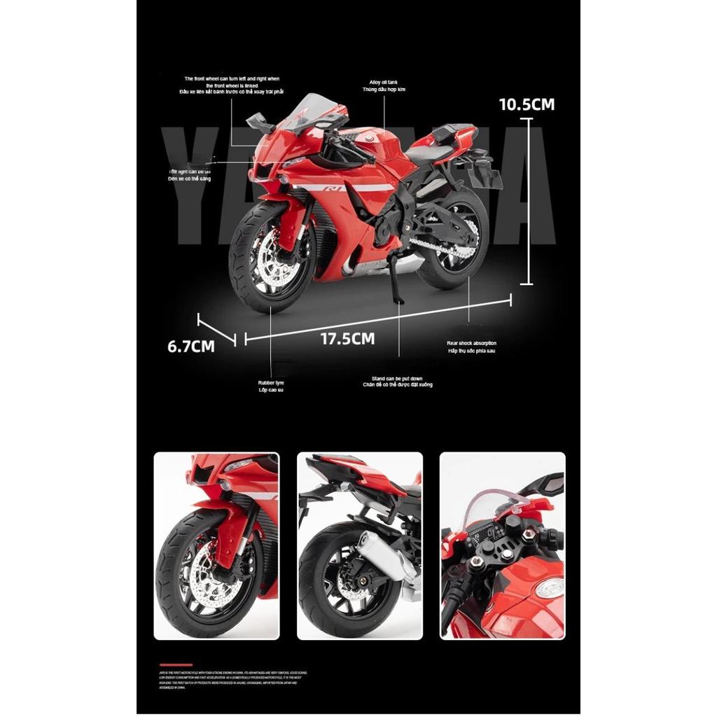1/12 YAMAHA R1 Motocicletă Aliaj Mașină Jucării Metal Diecasts Motociclete Model cu Lumină și Sunet Vehicul pentru Copii Cadouri M33