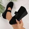 Retro Wedge Shoes for Women - Ultra-Comfortable Round Toe Design, Soft Sole, Casual Cut-out Style, Elastic Strap, Breathable Work Shoes for Daily Wear