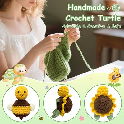 Positive Crochet Turtle Doll with Card Home Room Decor Handmade Knitting Emotional Support Turtle Animal Ornament Christmas Gift