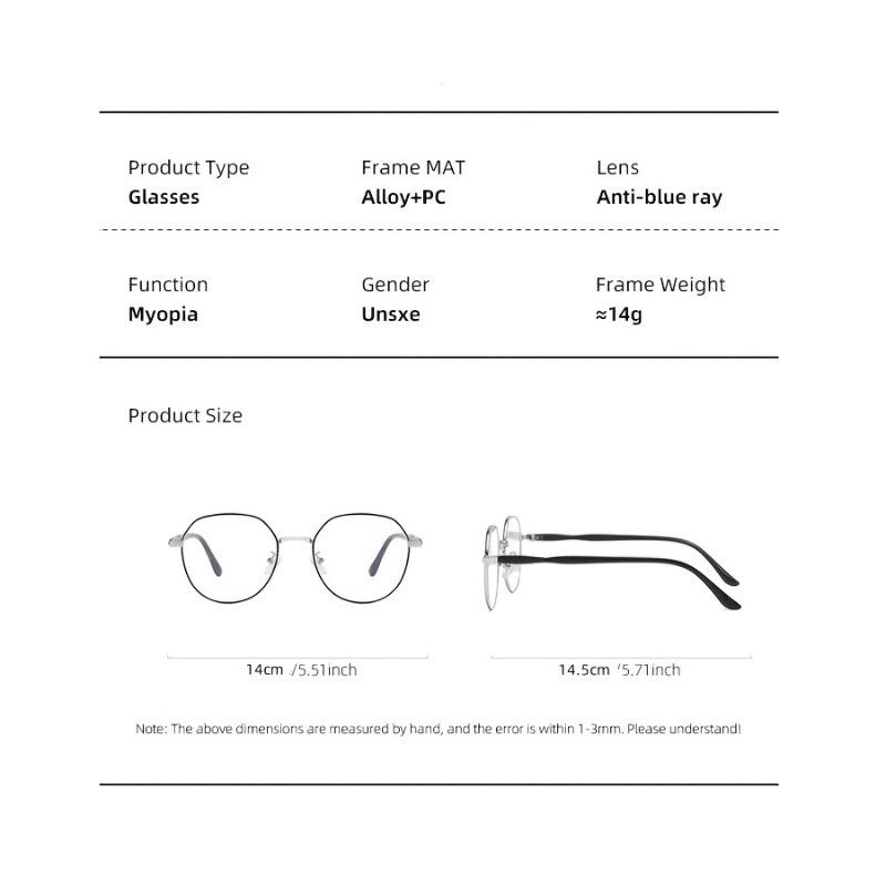 Pair of Student Glasses with Round Full Frame Metal Frame Elegant and Simple Fashionable for Commuting and Leisure