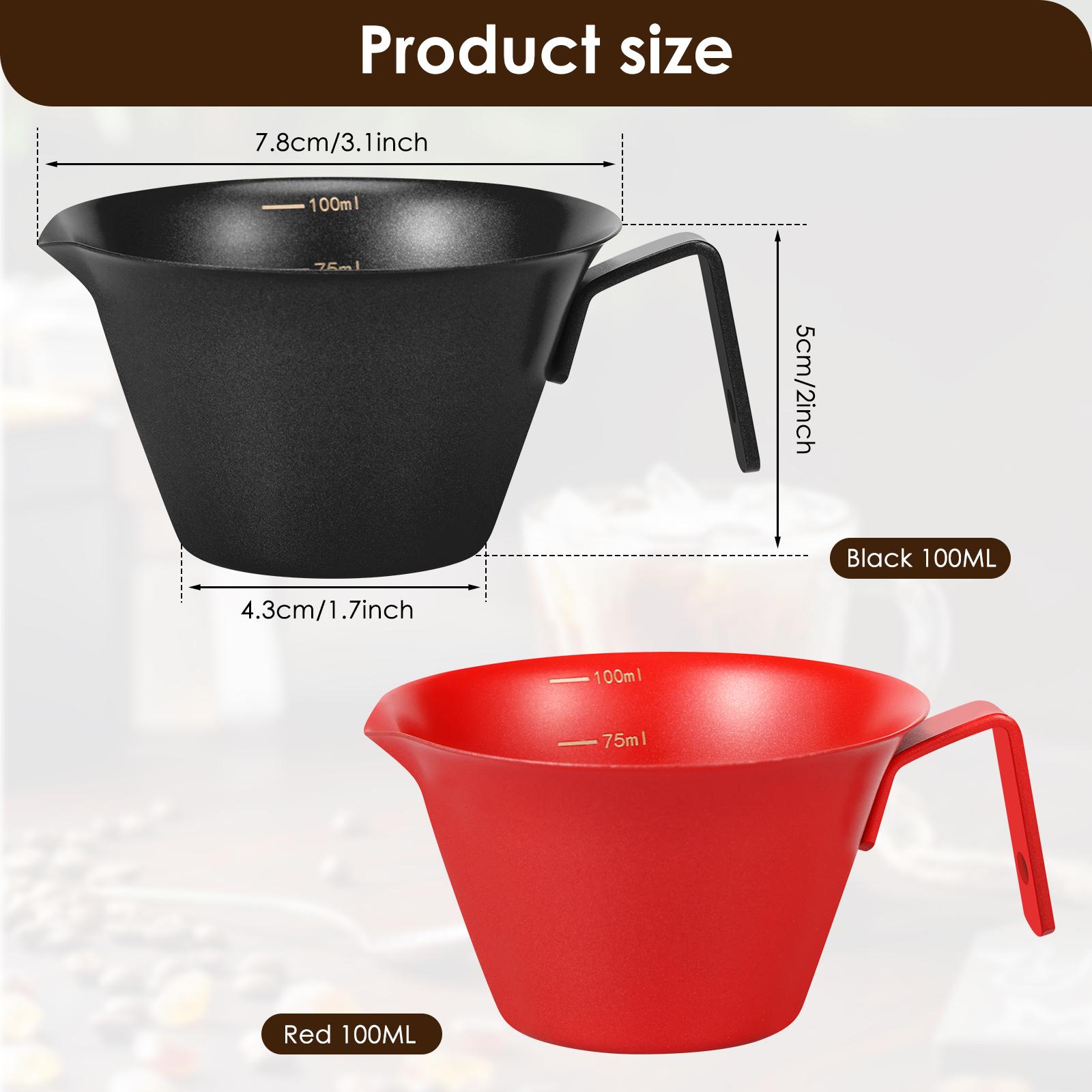 

2Pcs Coffee Measuring Cup 304 Stainless Steel Espresso Pouring Cup with 50/ 75/ 100ml Marks Barista Accessories Pouring Cup