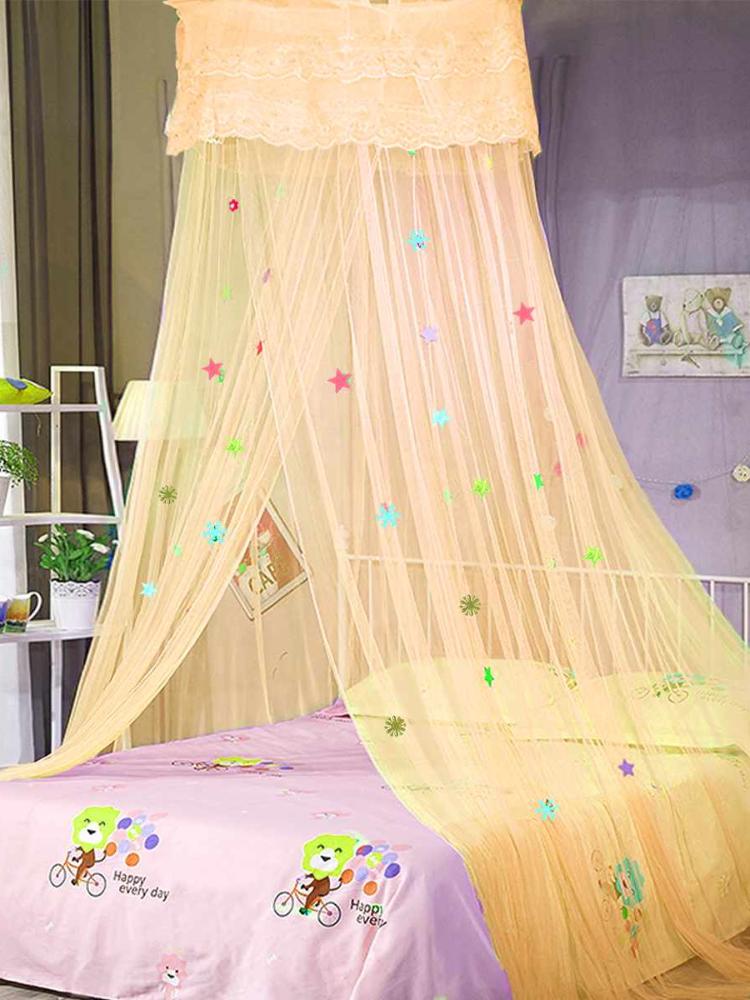 Elegant Lace Bed Canopy Mosquito Net Hung Dome Mesh Canopy Princess Round Dome Bedding Net Bed Mosquito for Bedroom Camping
