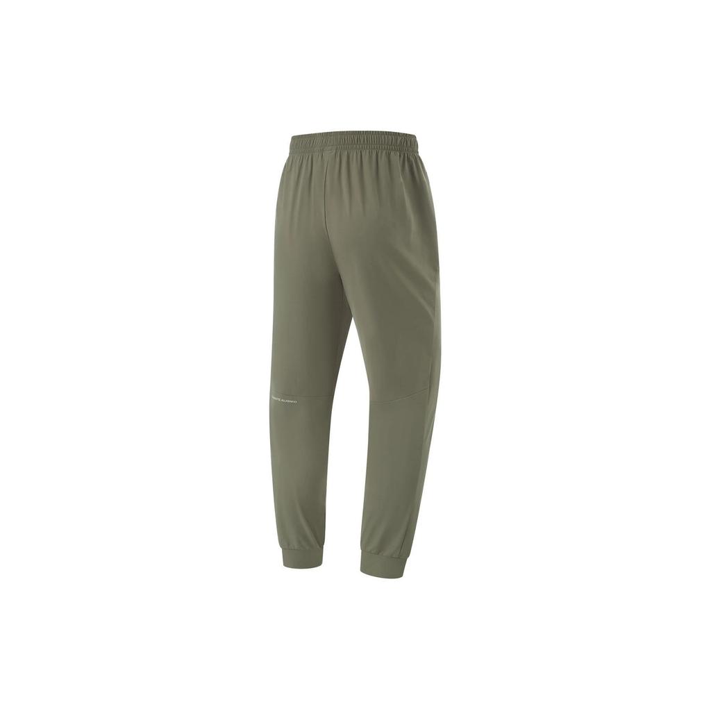 Li Ning Fitness Series Solid Color Mid Waist Comfortable Quick Dry Tapered Knit Sports Pants Men Bottoms Military-Green AKYU415-7