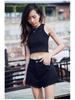 High-Waisted Elastic Denim A-Line Shorts for Women - Summer 2026 Collection, Loose Fit, Frayed Hem, Versatile and Slimming Design.