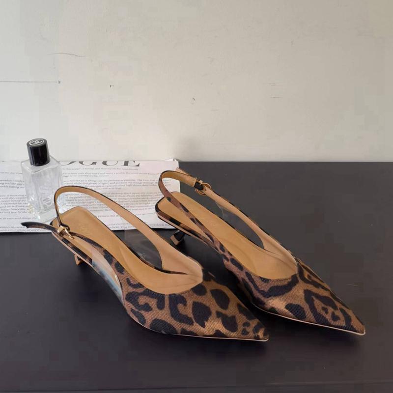 Fashion SUOJIALUN 2024 Summer New Brand Women Sandal Fashion Pointed Toe Shallow Ladies Elegant  Slingback Shoes Thin Med Heel Pumps