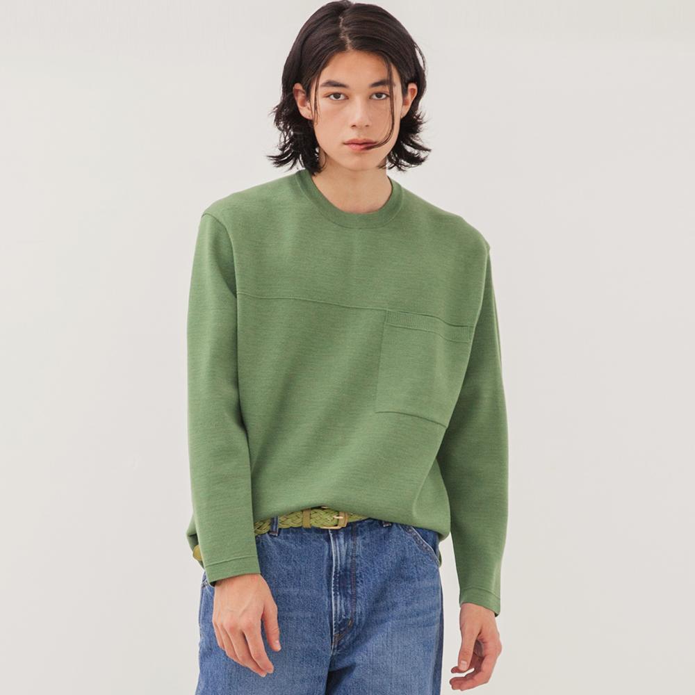 Via Bon De Via Merino Wool Milano Round Knit (12 Colors) Green/L