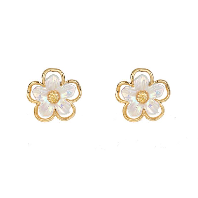 

New 1Pair Fashion Earrings Jewelry Korea Alloy Crystal Pearl Flower Stud Earrings For Women