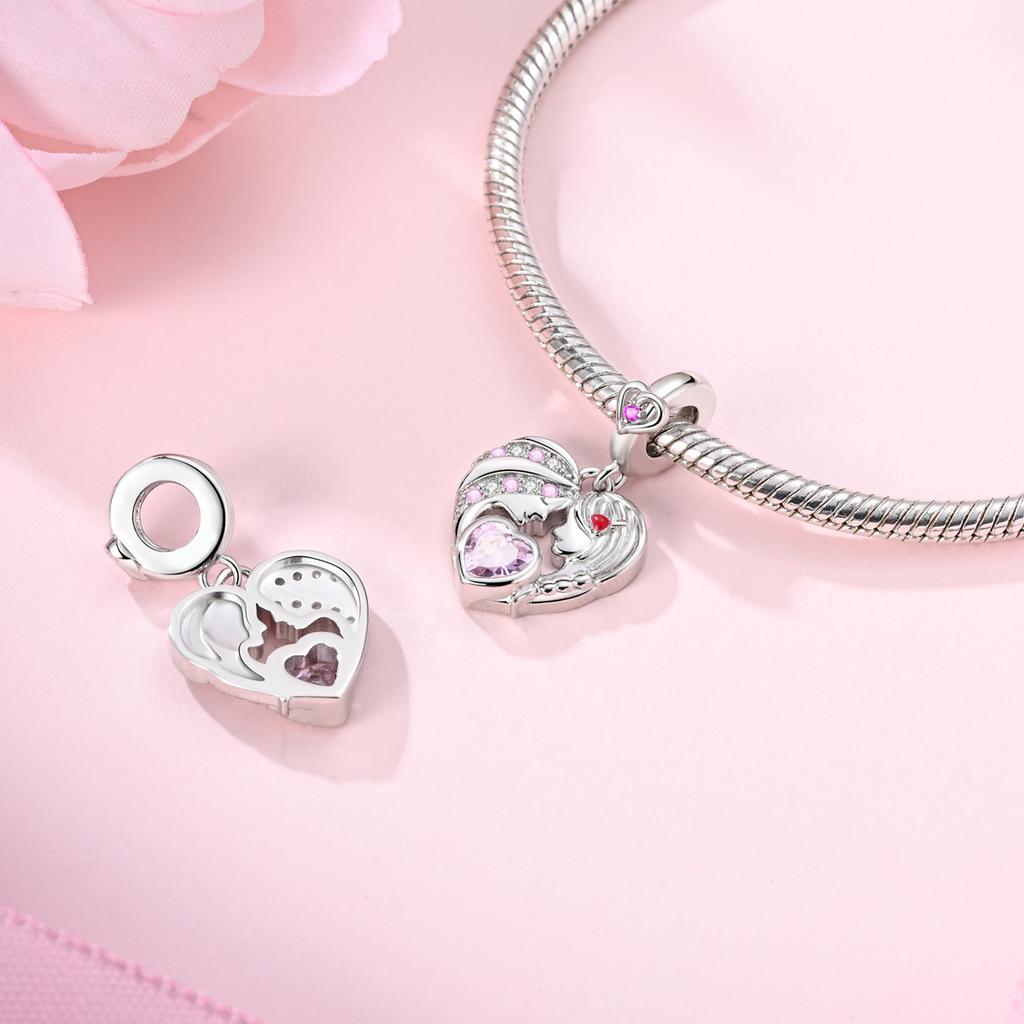Moteher'S Day Charms Copper For Mom Beads Pendants Love Mum Heart Fit Original Bracelet Making Jewelry