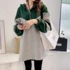 Autumn Winter Loose Casual Patchwork Zipper Hoodies Women Fashion Simple Pullover Hooded Pullover Top
