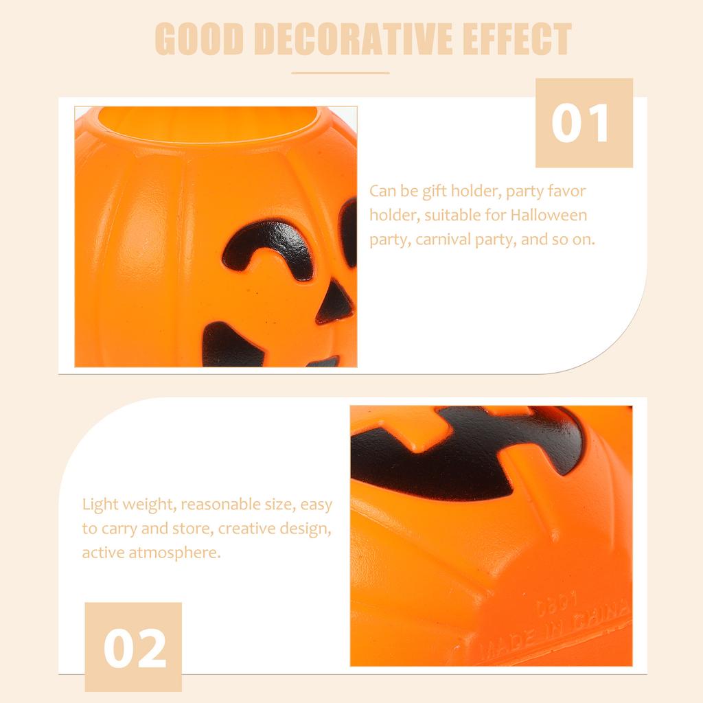 12Pcs Halloween Props Pumpkin Candy Bucket Reusable Plastic Storage Jar for Party Favors Outdoor Indoor Use