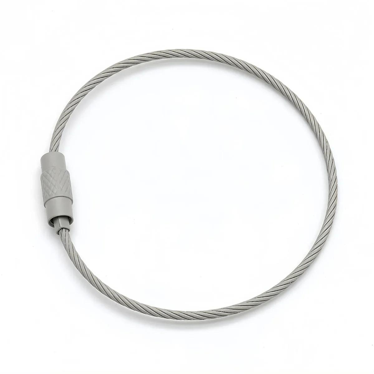 

10-100pcs Stainless Steel Wire Keychain Ring Key Keyring Circle Rope Cable Loop Outdoor Camp Luggage Tag Screw Lock Gadget 15cmX1.5mm&10pcs серебряный