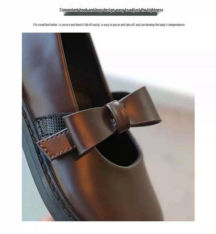 Girls' Black Leather Princess Shoes - British Style Autumn Collection