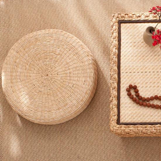 Tatami Cushion Breathable Widely Applied Comfortable Round Straw Weave Handmade Pillow