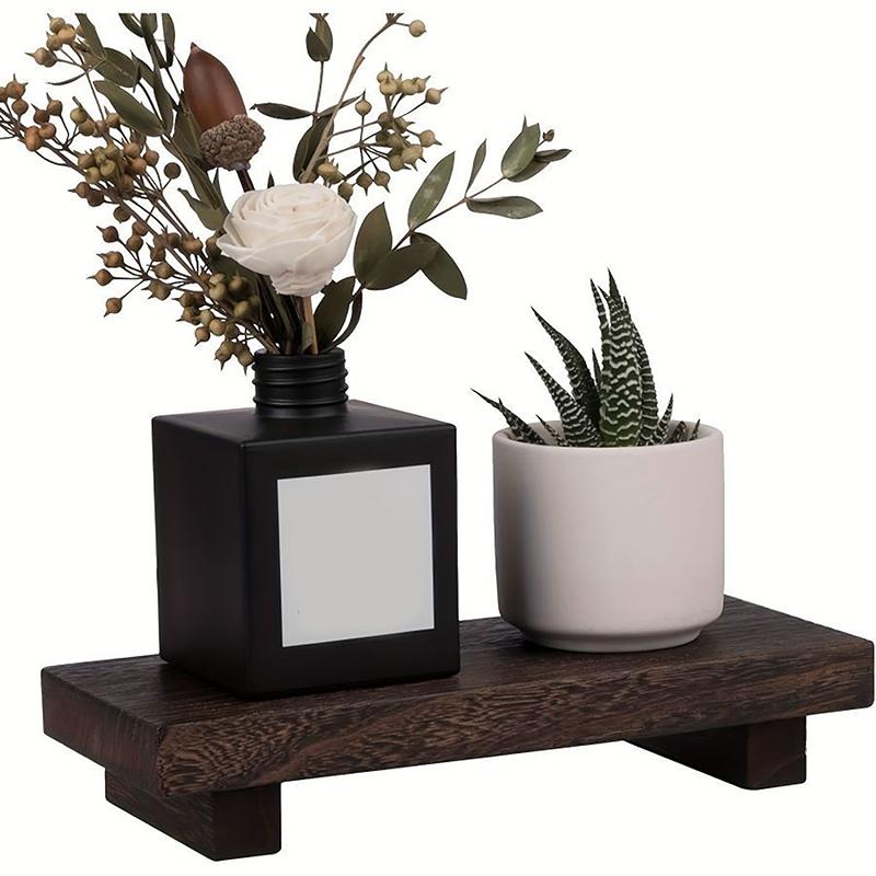 Wood Tray Pedestal Stand Wooden Vanity Hands Soap Scented Candle Storage Holder Tray Kitchen Seasoning Holder Home Decor