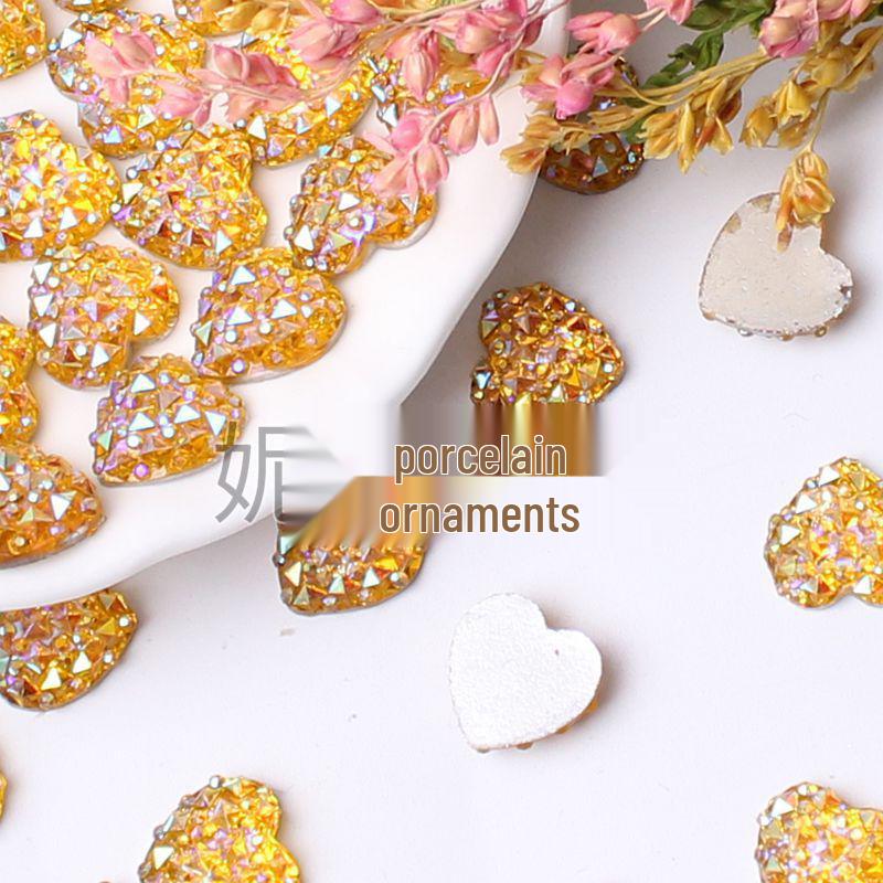 12mm Heart-shaped Starry Sky Resin Flatback Rhinestones - 200pcs/40pcs