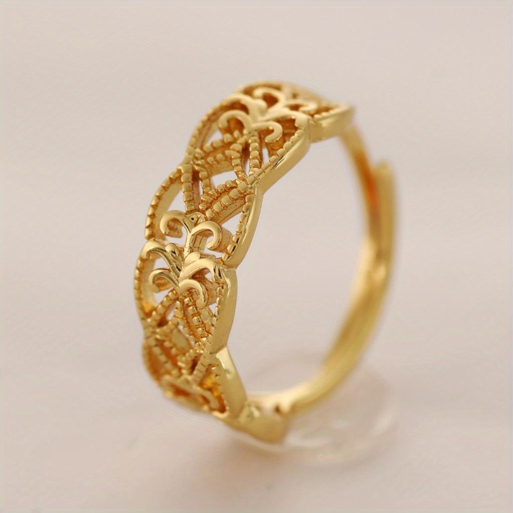 Luxury Golden Ring for Women, Lace Hollow Design, Romantic Birthday Gift/daily Wear/adjustable Ring