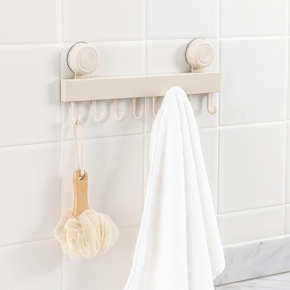 Wall-mounted Suction Cup Hooks Detachable Clothes Hanger Multifunctional Bathroom Rack  Household