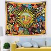 Hippie-Wandteppich Retro Psychedelische Wandkunst Buntes Pilz-Sonnen-Design für Schlafsaal Zuhause Ästhetische Dekoration