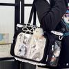 Japanese Sweet Women Ribbon Ita Bag Fashion Large Capacity Tote Bag Aesthetic Shoulder Bag Cute Lolita Girl Transparent Handbags