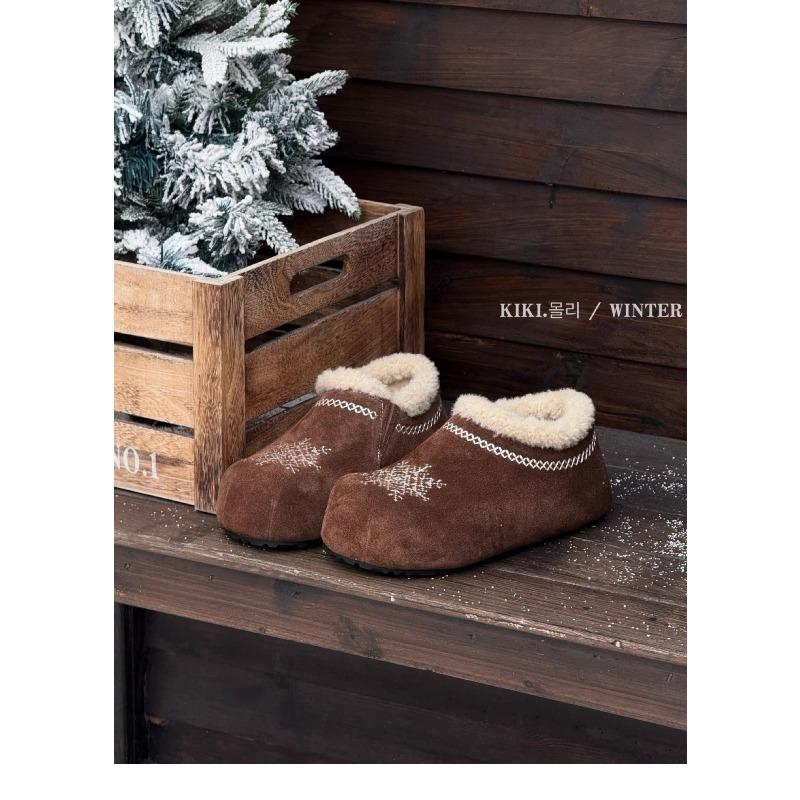 Women's thick-soled winter a footstool embroidery fur one lightweight warm cold padded snow boots non-slip wear-resistant casual sneakers cotton boots