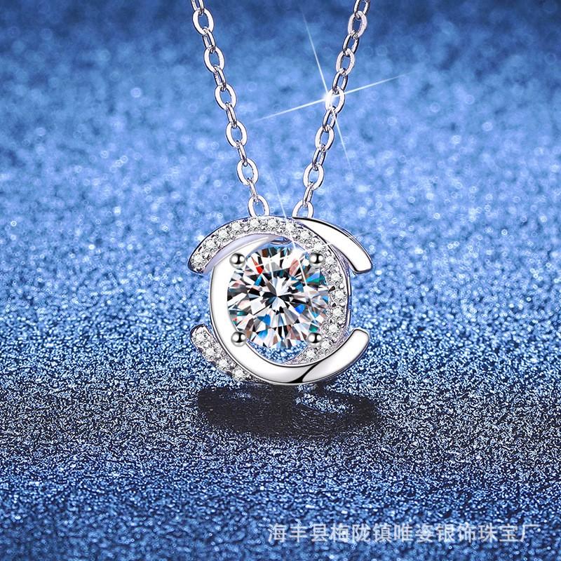 1ct Moissanite Pendant Necklace Cross Chain Chic Style Daily Wear Women