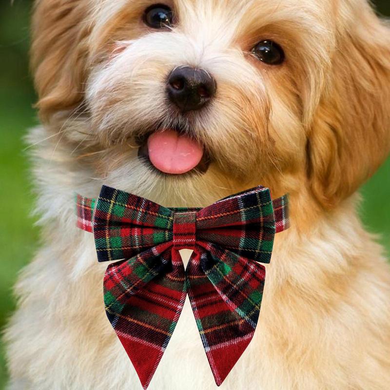 Dog Bow Tie Classic Plaid Bowknot Pet Collars Dog Bow Tie Cute Adjustable Holiday Dog Collars Bow Tie Dog Collars for Puppy Cat