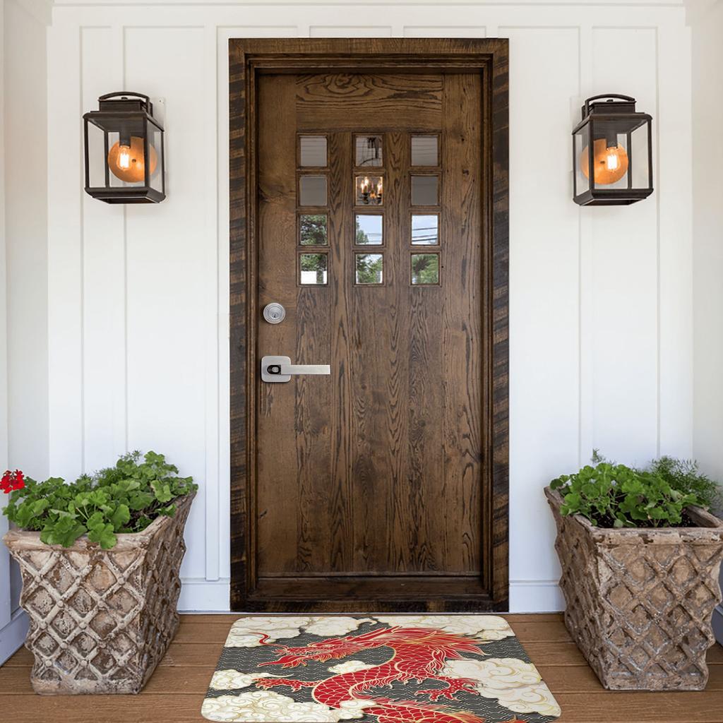 Chinese Red Dragon Front Door Floor Entrance Mats Outdoor Oriental Mythical Kitchen Bath Doormat Bedroom Carpet Rug