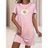 Women'S Fun Sleep Round Neck Nightgown, 'Let Me Sleep' Letter Polka Dot Printed Loose T-Shirt