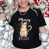 Funny Christmas Cat Printed T-Shirt Women Summer Fashion Tshirt Christmas Party Casual Fashion Tee Shirt Short Sleeve Tops