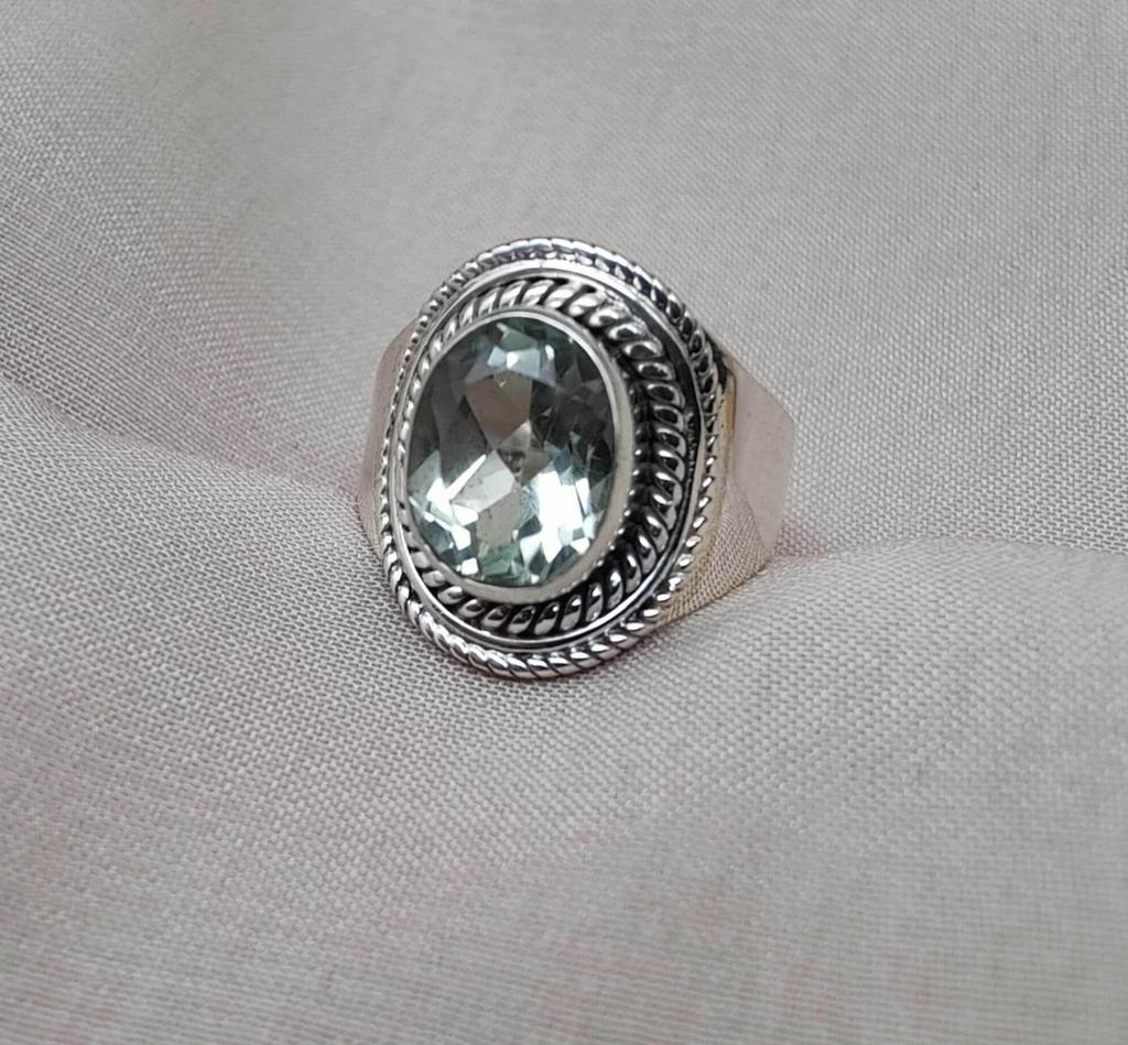 Green Amethyst 925 Sterling Silver Ring: February Birthstone Boho Handmade Jewelry