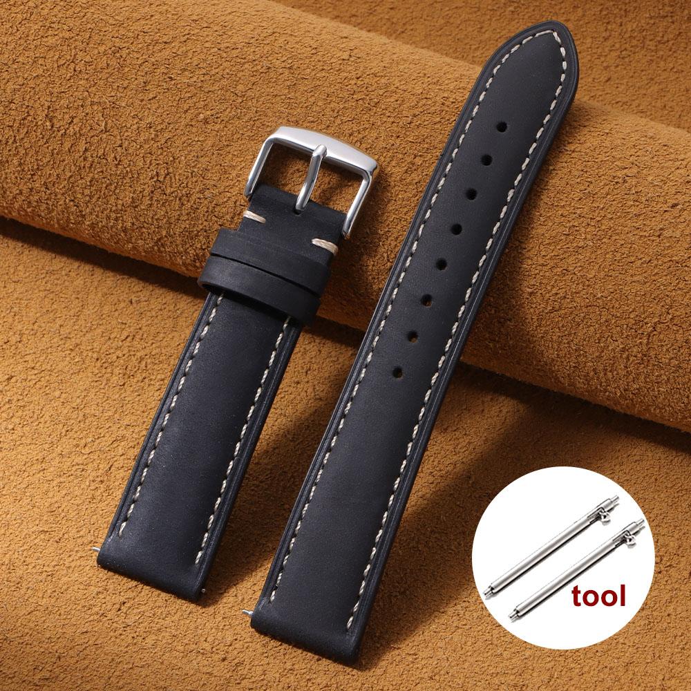 Wax Vintage Quick Release 24mm 22mm 20mm 18mm 16mm 14mm Genuine Leather Watch Bands for Men Women Top Grain Leather Watch Strap
