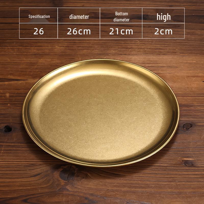 Retro Gold Stainless Steel Tableware Set: Rectangular Plate, Seasoning Dish, Bowl, Water Cup, Chopsticks, Spoon.