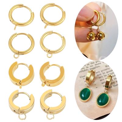 10pcs Gold Stainless Steel Hoop Earrings Hooks Round Earring Post for Women DIY Earrings Making Supplies Jewelry Accessories