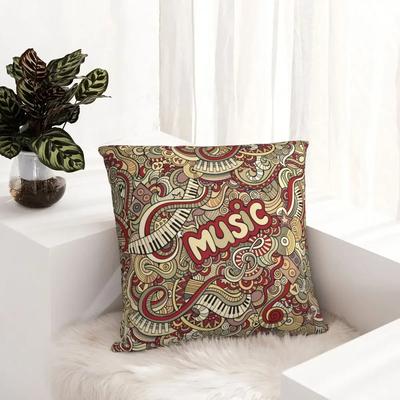 Kritzeleien Retro Jazz Rock Musik Muster Kissenbezug Polyester Kissenbezug Dekor Überwurf-Kissenbezug Zuhause Reißverschluss
